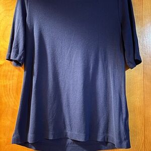 Lands' End Classic Navy Ribbed Short Sleeve Top